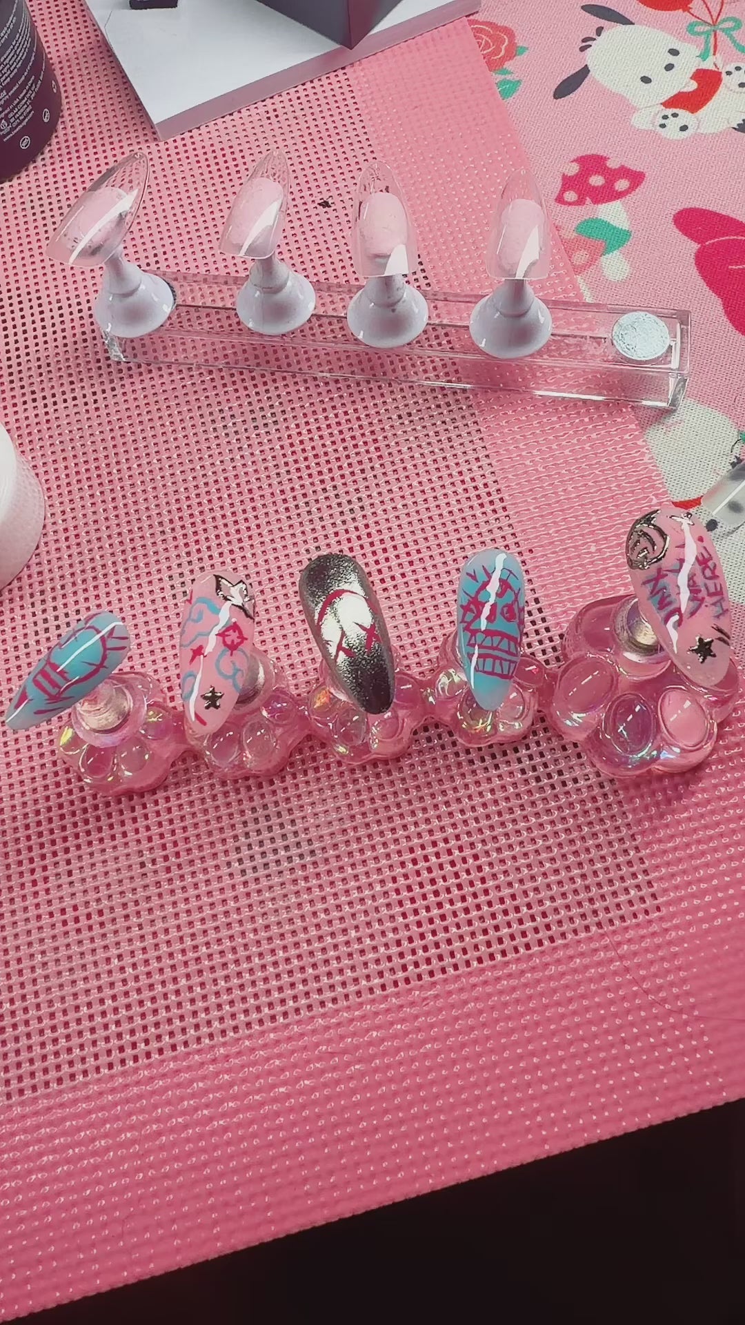 Jinx Arcane Inspired League of Legend Press on Gel Nails