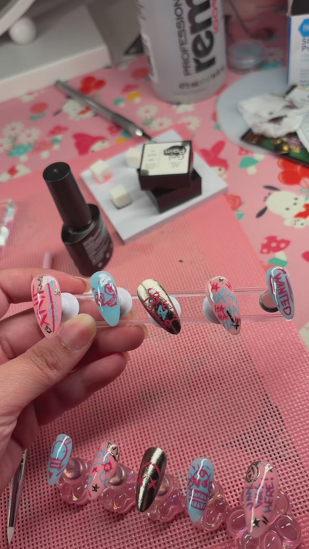 Jinx Arcane Inspired League of Legend Press on Gel Nails