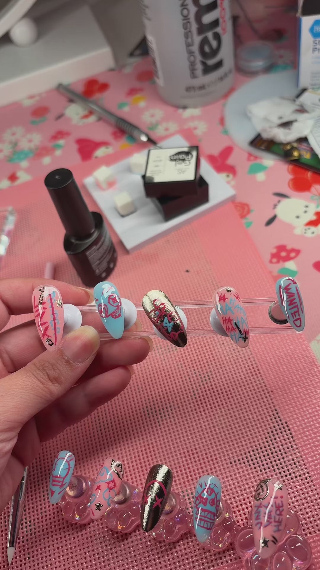 Jinx Arcane Inspired League of Legend Press on Gel Nails